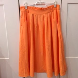 Modcloth cantaloupe neon orange pleat skirt